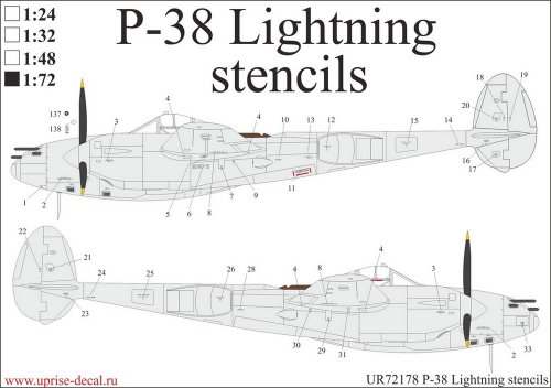 P-38 Lightning stencils