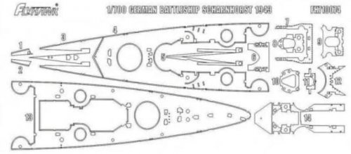 German Battleship Scharnhorst 1943 Wooden Deck